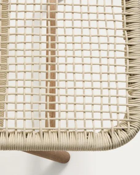 Шезлонг Dandara из веревки цвета экрю и стали с ножками из массива акации