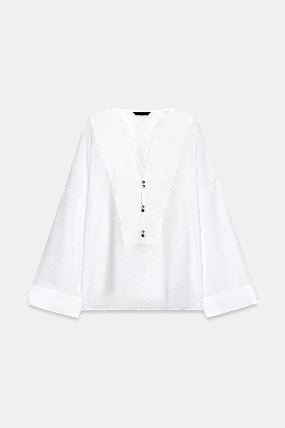 ZARA РУБАШКА-КИМОНО ИЗ 100% ЛЬНА, БЕЛЫЙ