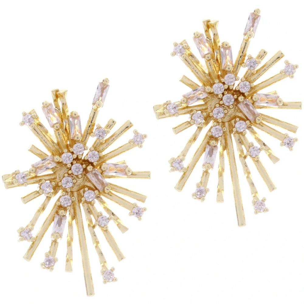 Серьги из гиппоалергенного металла со стразами «ПАЛУМНА», элли, цвет золото и серебро, 2,4*1,9см