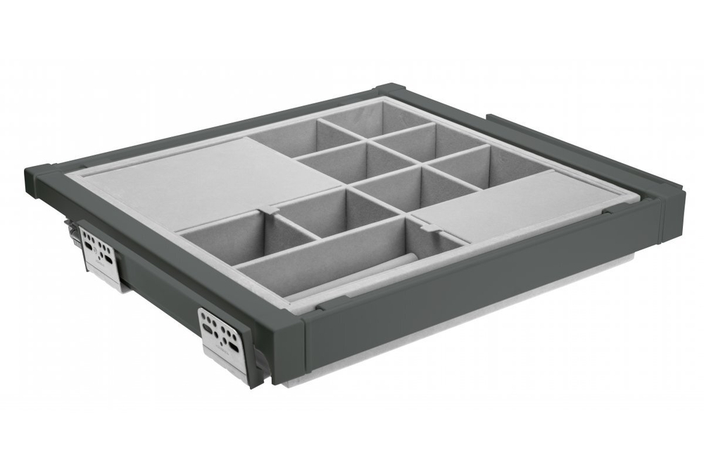 Органайзер для пренадлежностей ELITE 700мм, скрытый монтаж с доводчиком, антрацит