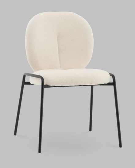 Стул Molly букле молочный, ножки черный металл 