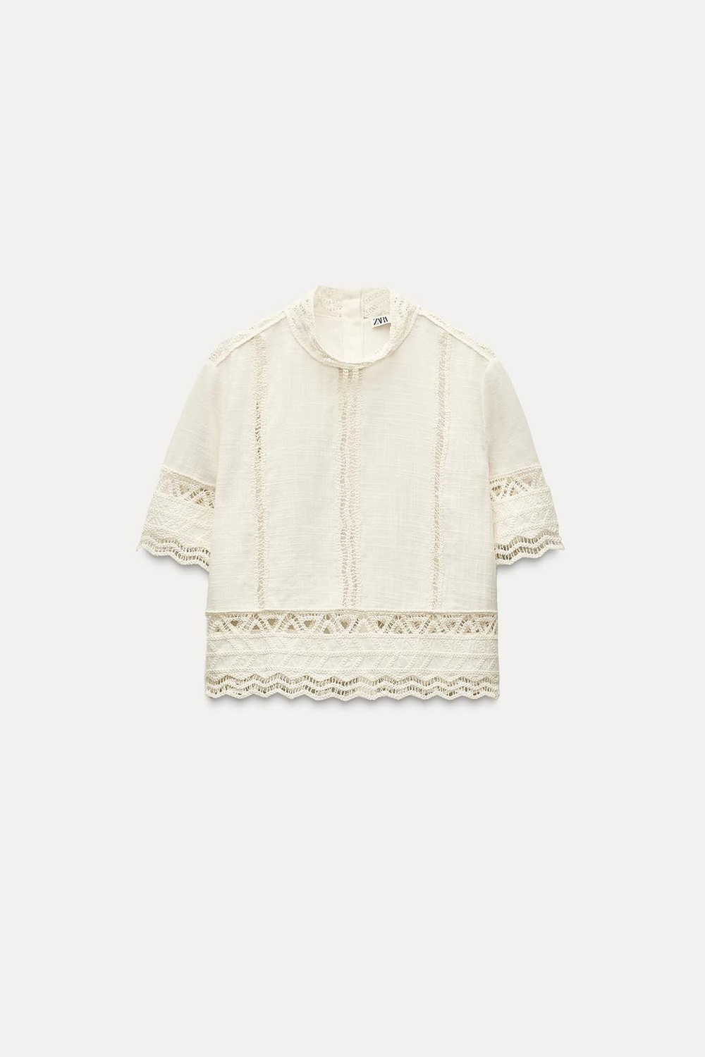 Рубашка с кружевом кроше — zw collection