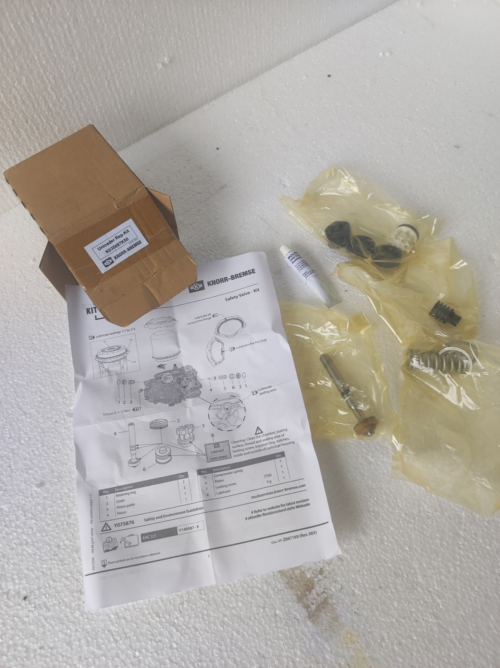 Ремкомплект блока подготовки воздуха осушителя Volvo FH , Renault T-series (клапан сброса) Knorr K035697K50