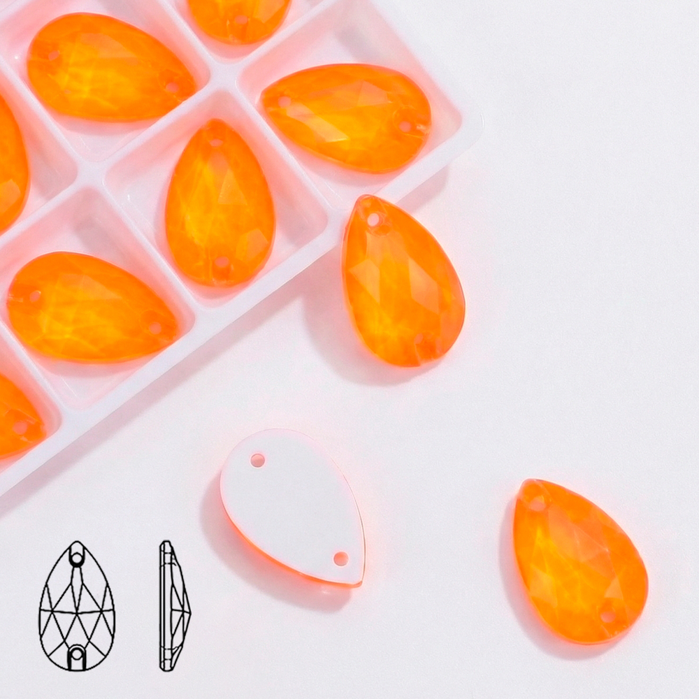Пришивные стразы Neon Orange (капля)