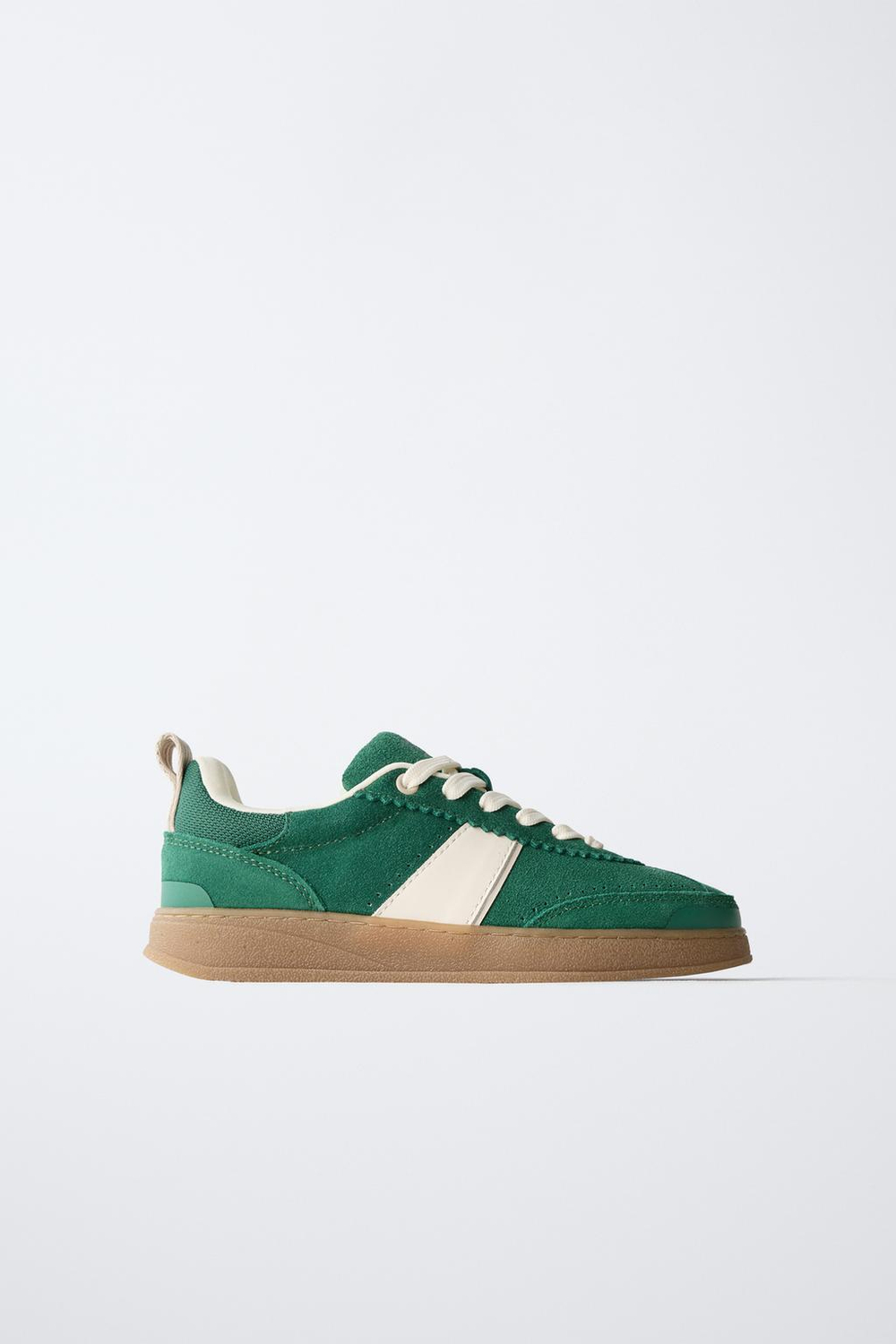 ZARA КОЖАНЫЕ КЕДЫ С ДЕТАЛЯМИ, ЗЕЛЕНЫЙ