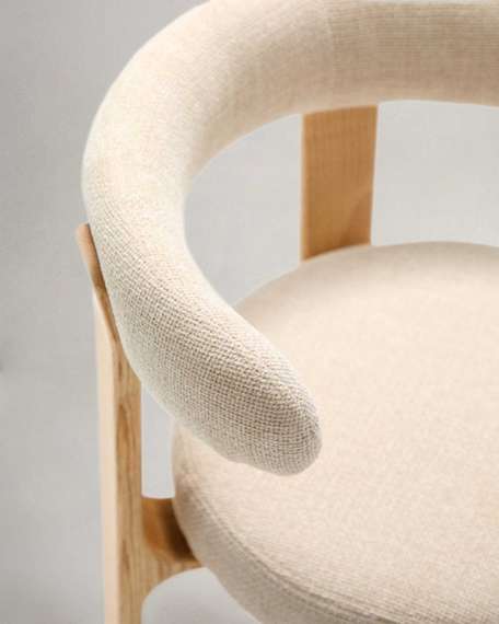 Стул Granite на 4 ножках, бежевый шенилл, массив ясеня в натуральном цвете