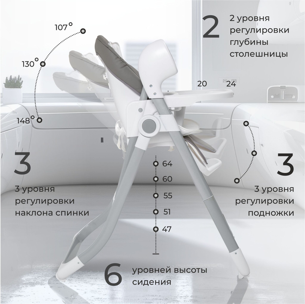 Стульчик для кормления - Электрокачели Sweet Baby Amuleto Grey