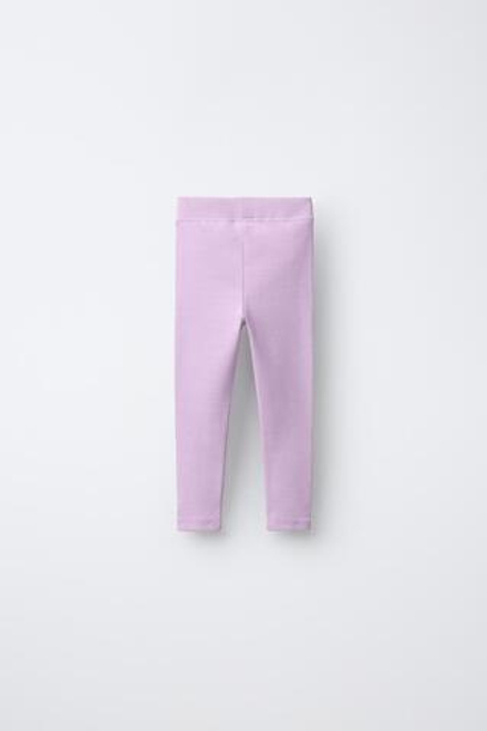 ZARA ЛЕГИНСЫ В РУБЧИК С НАШИВКОЙ, ПАСТЕЛЬНАЯ МАЛЬВА