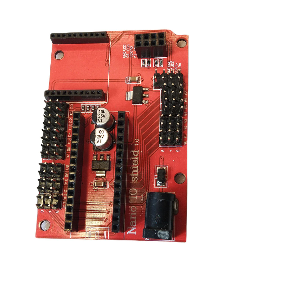 Плата Arduino NANO с шилдом под клеммы IO Shield (клеммы припаяны)