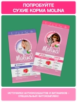 Функциональное крем-лакомство MOLINA с уткой и курицей для кошек для Снижения запаха фекалий 4х12г