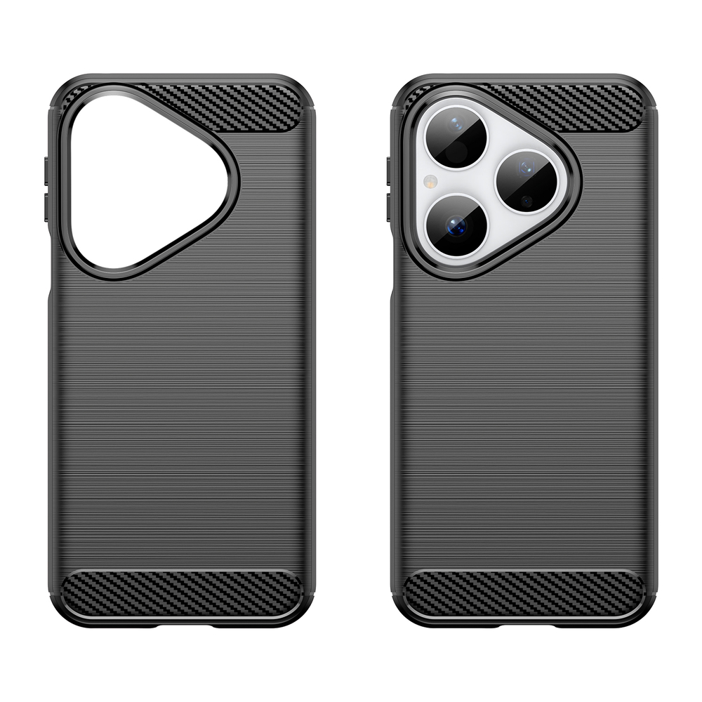 Чехол черного цвета на Huawei Pura 80, мягкий отклик кнопок, серия Carbon (с дизайном под карбон) от Caseport