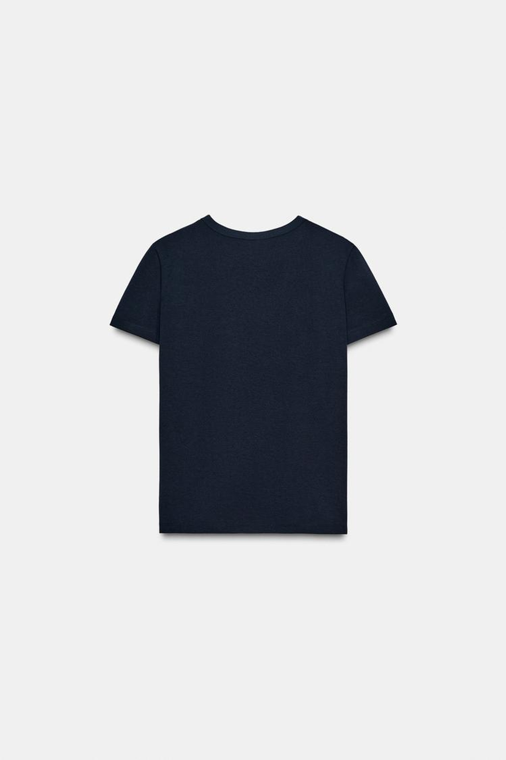 ZARA ФУТБОЛКА INTERLOCK С КОРОТКИМ РУКАВОМ, МОРСКОЙ СИНИЙ