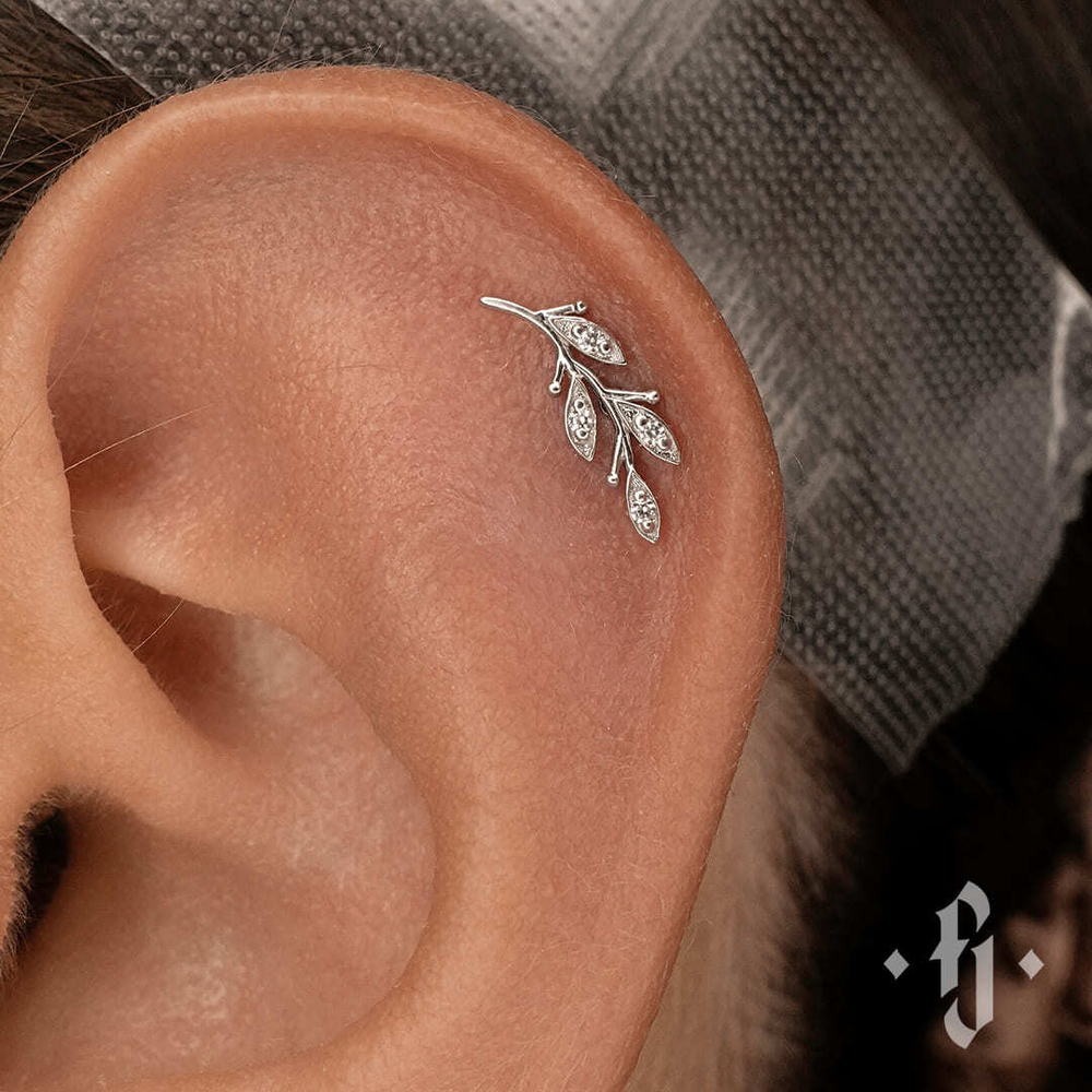 Накрутка "Olive" - Белое золото - White CZ