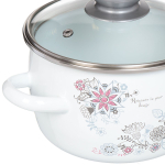 Кастрюля сталь, эмал, 1.5 л, с крыш, СтальЭмаль, Весенний романс белоснежный, 1RA161S, индукц