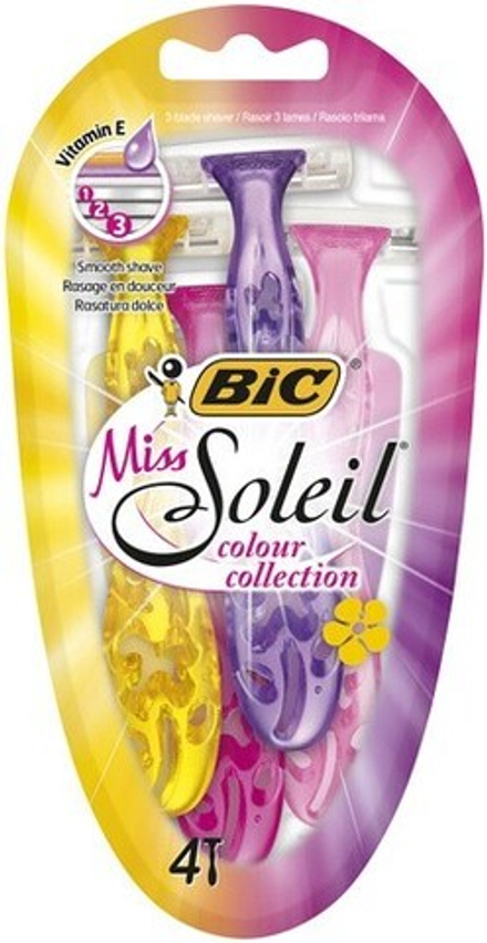BIC Станки одноразовые Miss SOLEIL COLOUR (4шт.) с тремя лезвиями