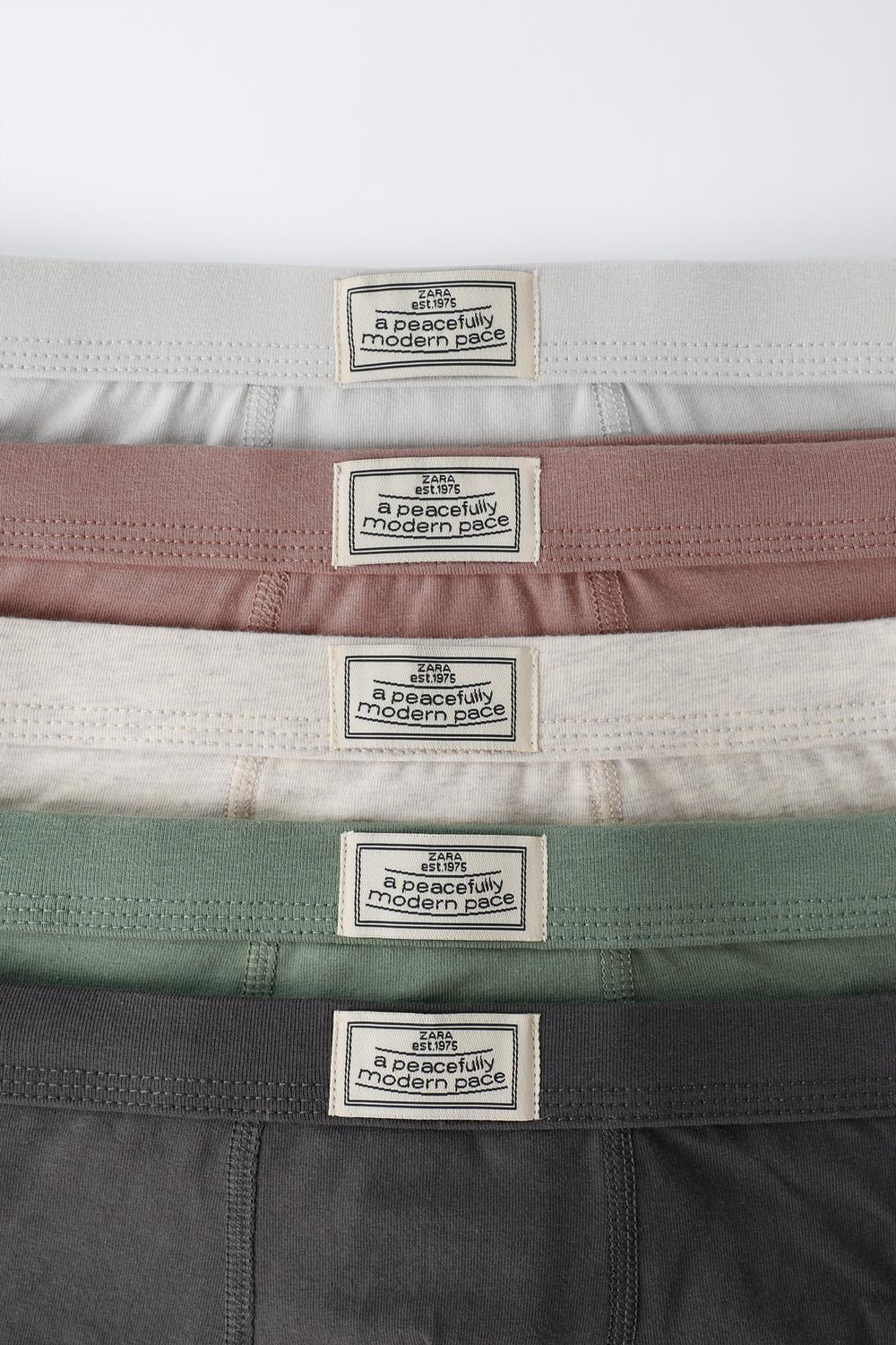 ZARA НАБОР ИЗ ПЯТИ ТРУСОВ-БОКСЕРОВ С ЛОГОТИПОМ, РАЗНОЦВЕТНЫЙ