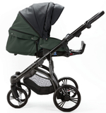 Детская коляска Adamex Lanti Deluxe 3 в 1 LN-SD41 (ЧЕРН. КОЖА + Т.ЗЕЛЕН.КОЖА)
