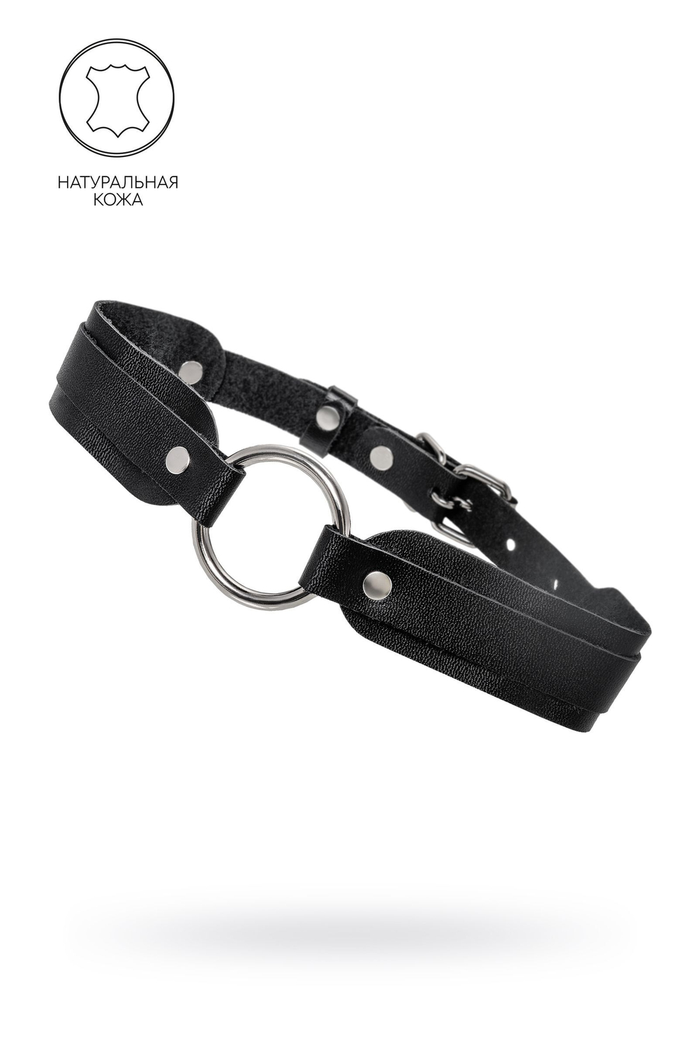 Черный кожаный чокер-ошейник со скруглёнными углами (Цвет: черный)