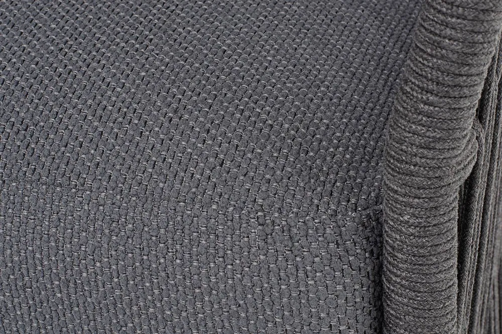 "Лугано" диван 3-местный плетеный из роупа, каркас алюминий темно-серый (RAL7024) муар, роуп темно-серый круглый, ткань темно-серая YB25-0027