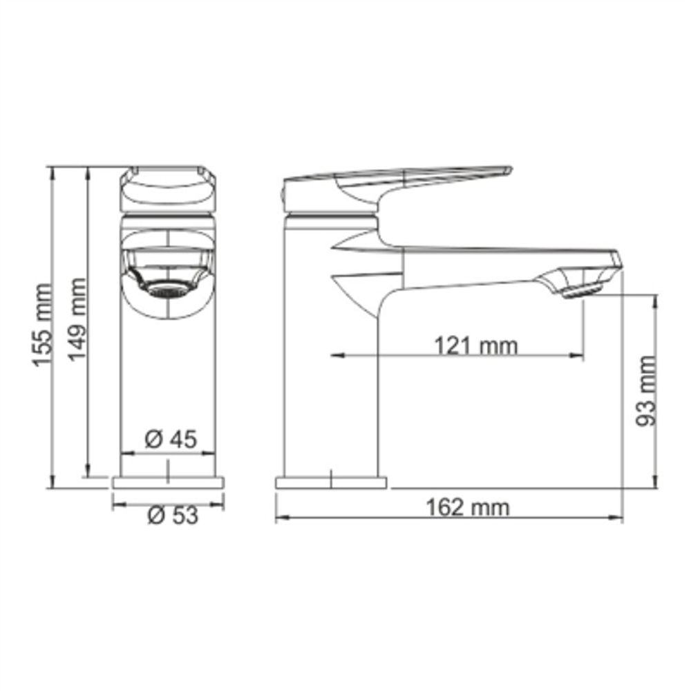 Смеситель WasserKraft Glan для раковины Глянец Черный 16,2x5,3x15,5 см