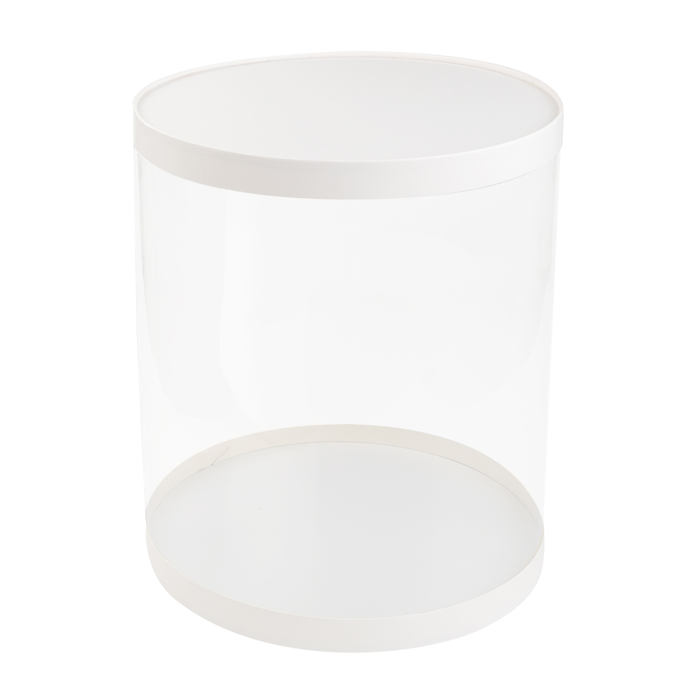 Коробка для торта тубус прозрачная диам.240мм выс.240мм (белая)