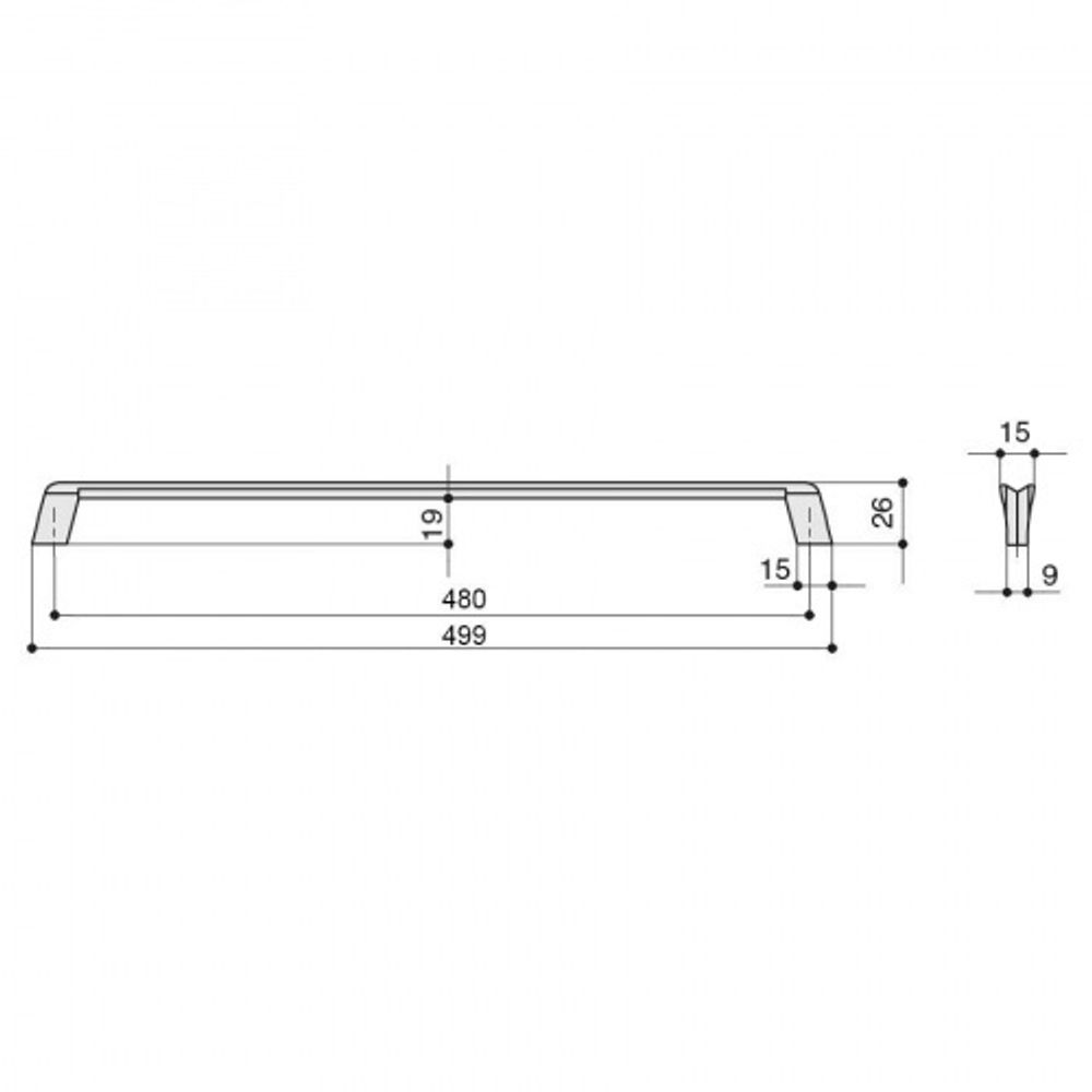 Ручка-скоба 480мм, отделка никель глянец шлифованный