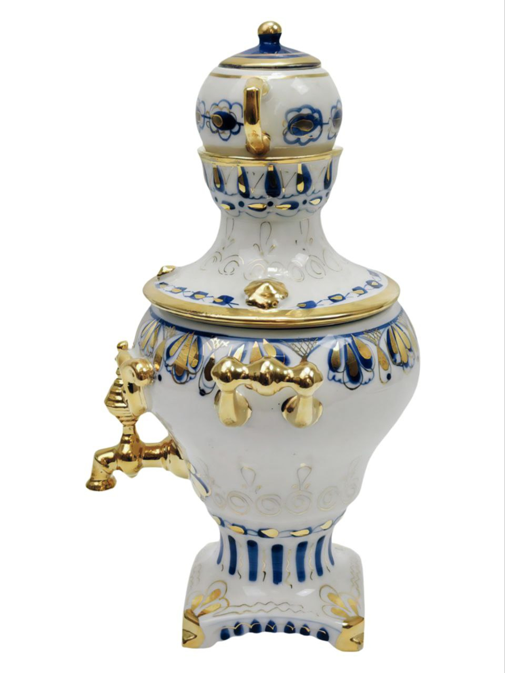 Статуэтка "Самовар с заварочным чайничком" Гжель