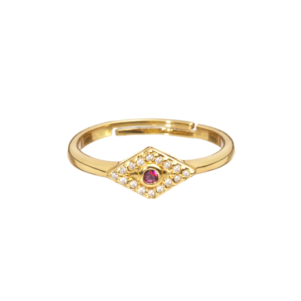 Кольцо-золотой глаз, розовый камень