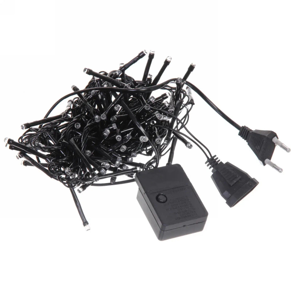 Гирлянда для дома НИТЬ «Твинкл Лайт» 3 м 100 ламп LED, черн.пров, 8 реж, IP-20. Теплый белый (возможность соединения)