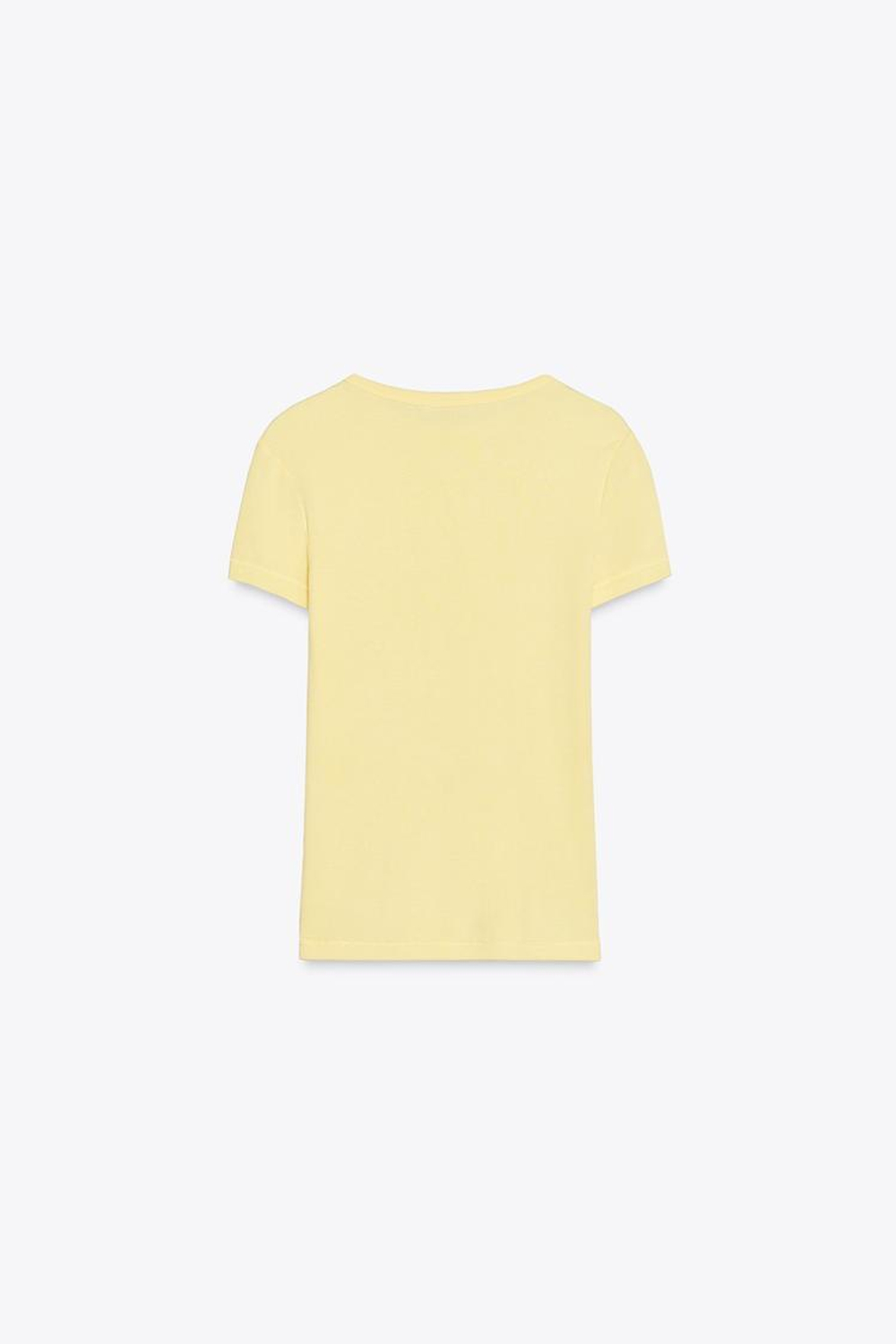 ZARA ФУТБОЛКА ИЗ ВИСКОЗЫ С КОРОТКИМИ РУКАВАМИ, ЖЕЛТЫЙ