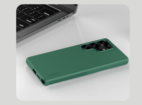 Усиленный противоударный чехол зеленого цвета (Dark Green) от Nillkin для Samsung Galaxy S25 Ultra, серия Super Frosted Shield Pro