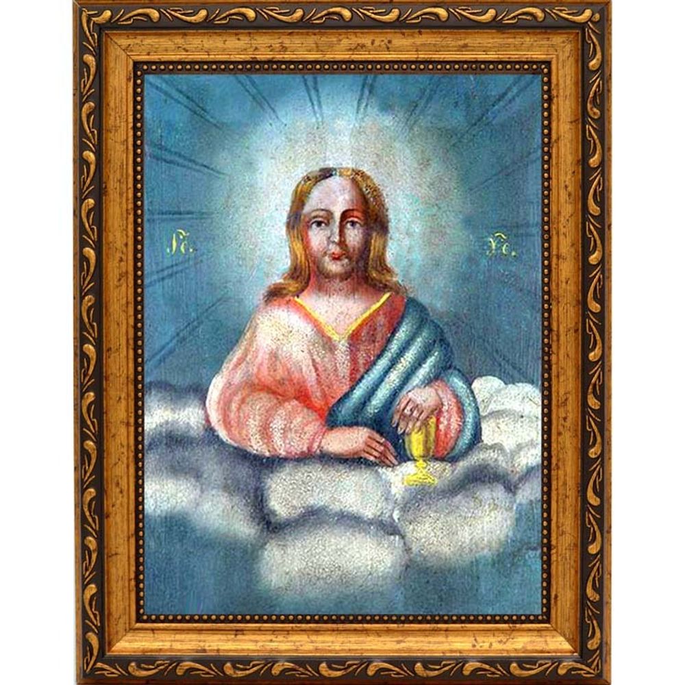 Спас на облацех. Икона Иисуса Христа на холсте.