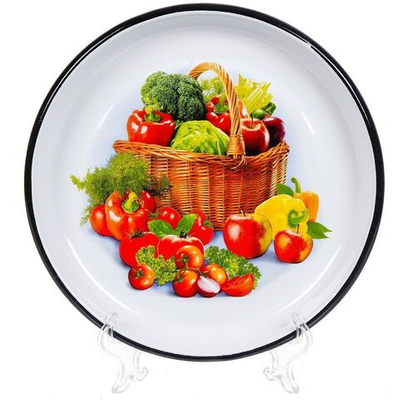 Тарелка обеденная, эмал сталь, 22 см, 0.5л, кругл, СтальЭмаль, 1с4с/К, в асс