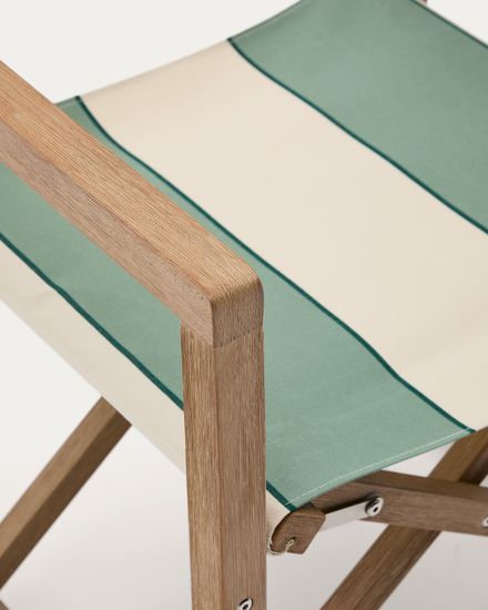 Уличный cкладной стул Vilara в зелёно-бежевую полоску из акации