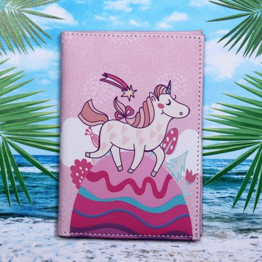 Обложка на паспорт «Travel», Веселый Единорожек, 9,5*13см