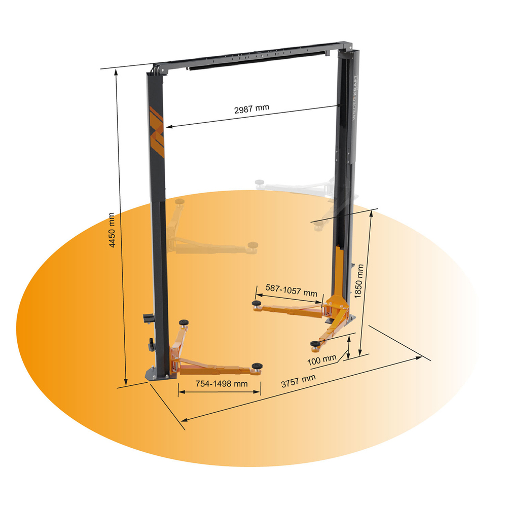 WDK-535 Подъемник двухстоечный с верхней синхронизацией 4,5 тонн, одност. разбл., 380В
