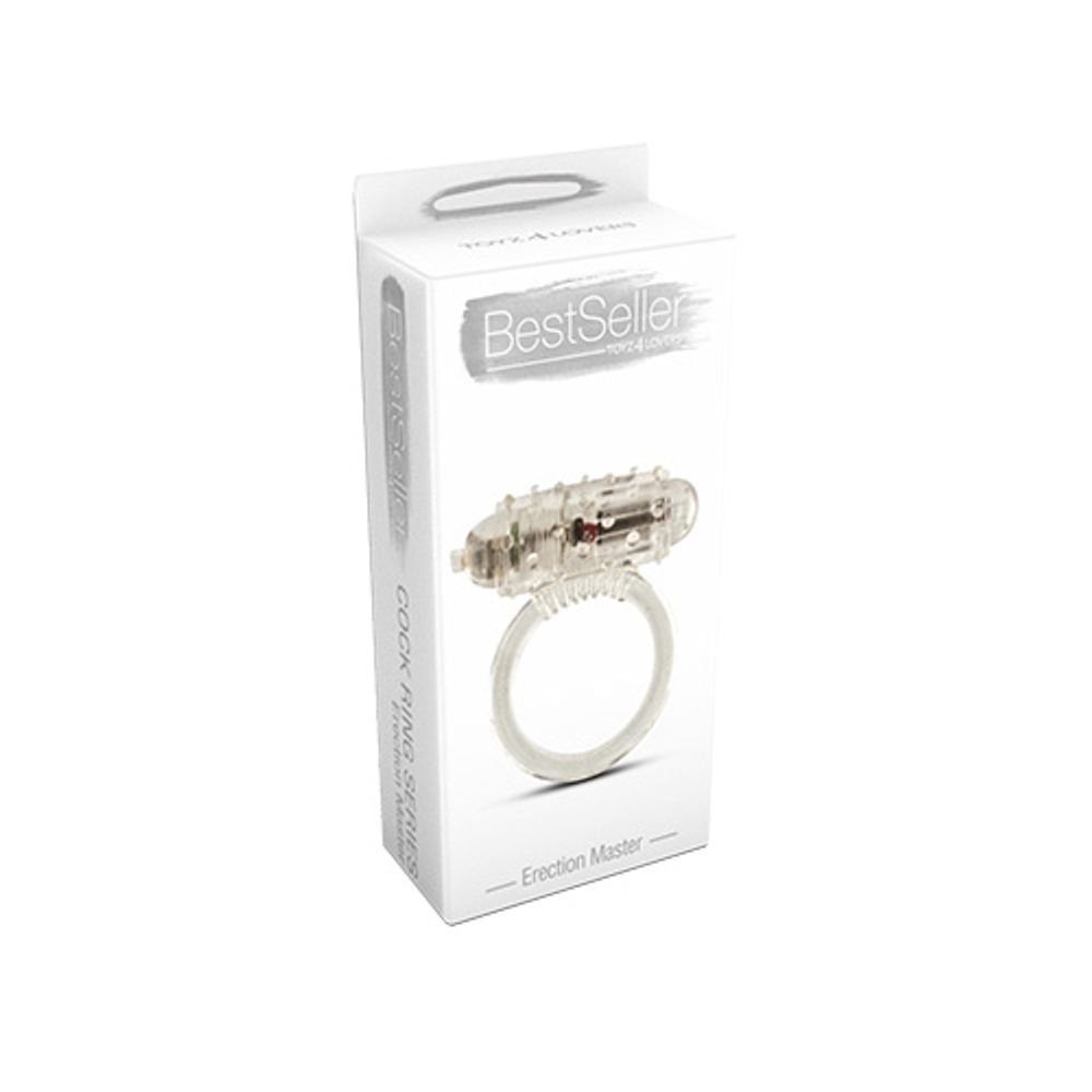 Прозрачное эрекционное виброкольцо VIBRATING COCK RING ERECTION MASTER (Цвет: прозрачный)