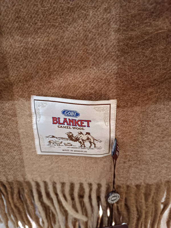 Плед из 100% шерсти молодого верблюжонка 180x200 см. (GOBI Cor.) - клетка