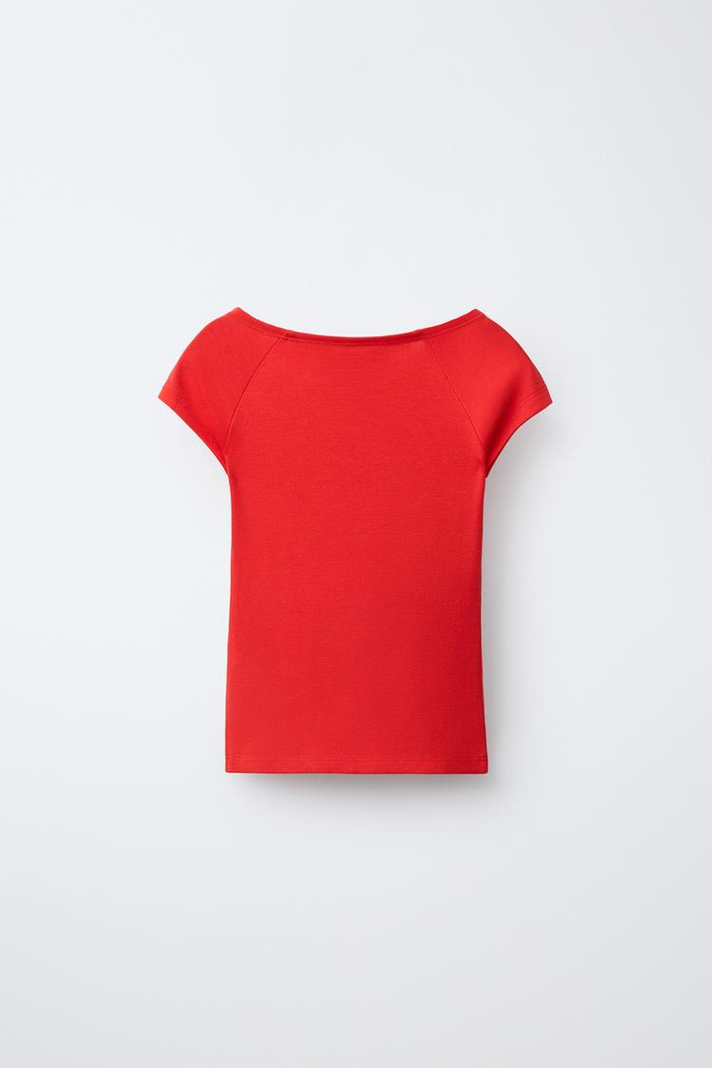 ZARA ОДНОТОННАЯ ФУТБОЛКА ИЗ МОДАЛА, КРАСНЫЙ