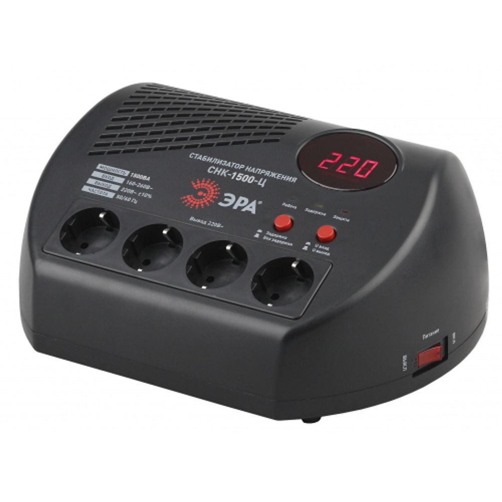 СНК-1500-Ц ЭРА Стабилизатор напр. компакт, ц.д., 160-260В/220В, 1500ВА
