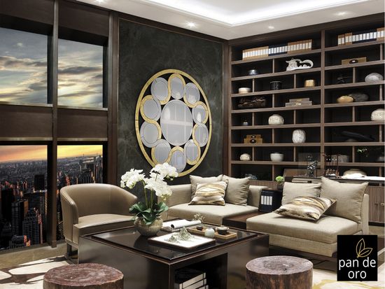 Зеркало Zendaya золотое 120Ø