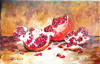 И. Сулковский. Холст, темпера. "Гранаты" 20х30 см