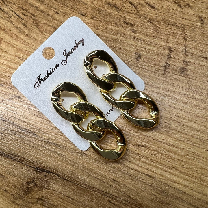 Серьги "Цепи" 3 звена панцерное 20 мм металл цвет золотистый желтый