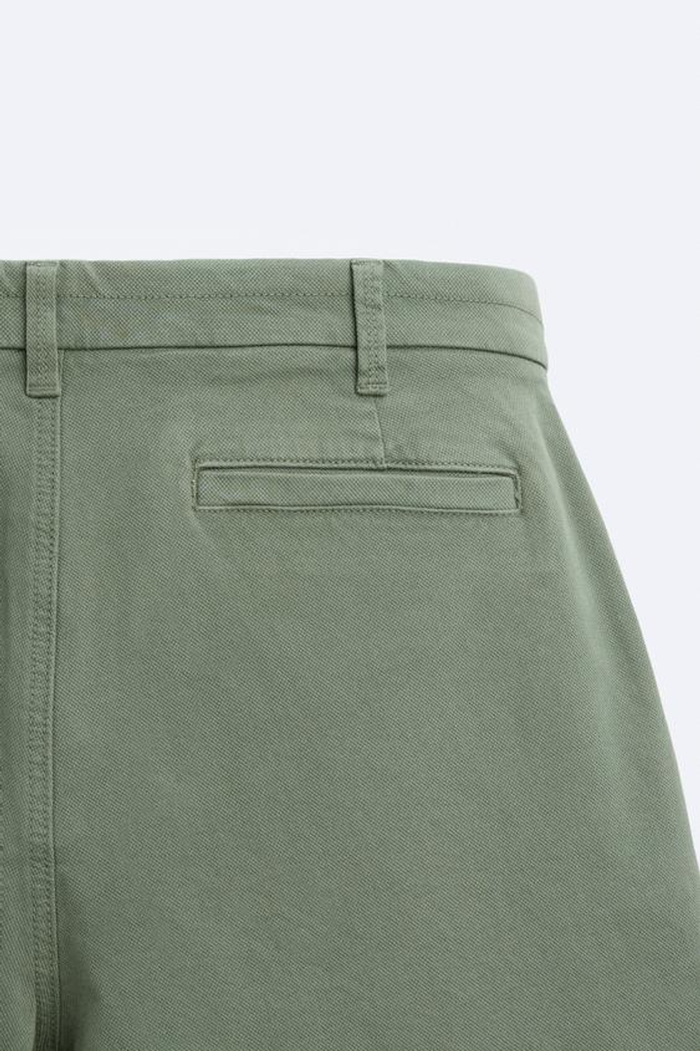 ZARA ШОРТЫ ЧИНОС ИЗ РЕЛЬЕФНОЙ ТКАНИ, ЗЕЛЕНЫЙ