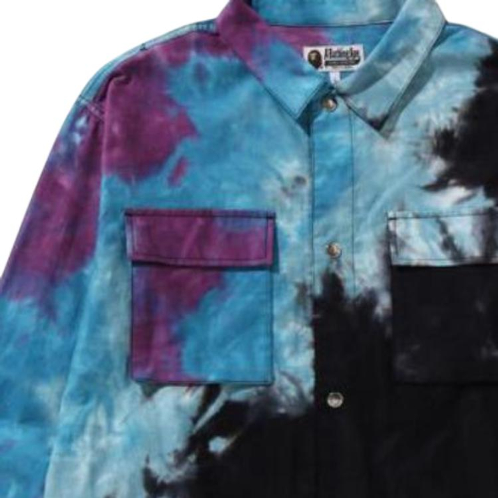 A Bathing Ape Tie Dye Relaxed Fit Cpo Shirt черный