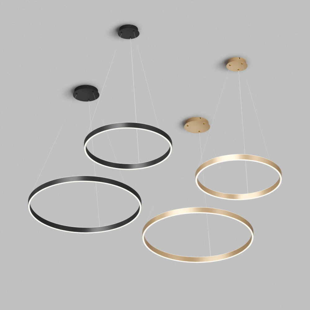 Светильник подвесной RAYDIA, 60 Вт, 3000–4000К, ?800?1500 мм, металл+акрил, матовое золото, свет вверх/вниз