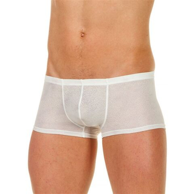 Мужские трусы-хипсы из ткани с текстурой в виде роз White Rose Boxer (Размер: L) (Цвет: белый)