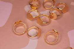 Кольцо с круглой основой для вклейки 12 мм позолота