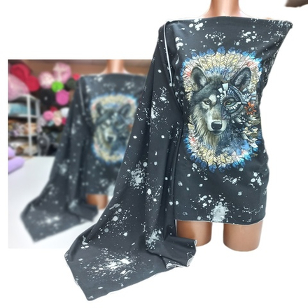 Футер 2х нитка петля Купон Волк высота 75см