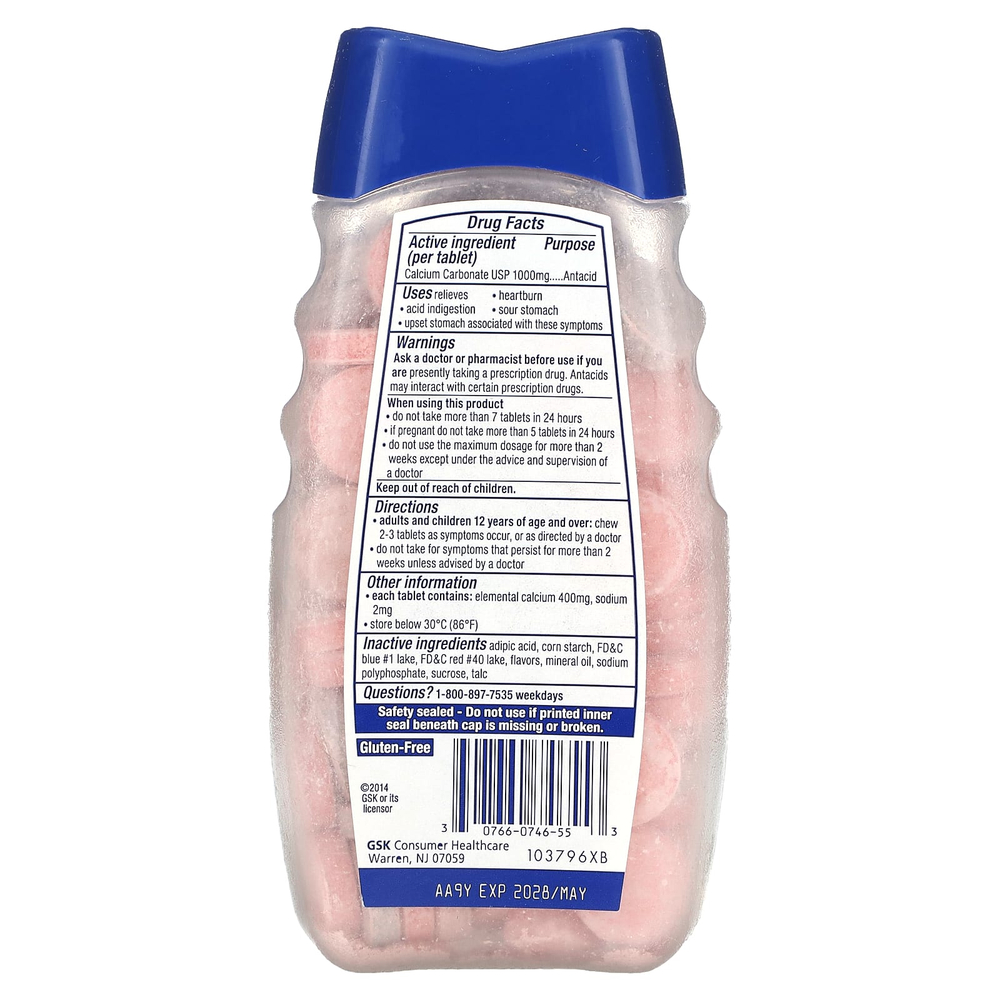 Tums, Сверхсильный антацид, ягодное ассорти, 1000 мг, 160 жевательных таблеток